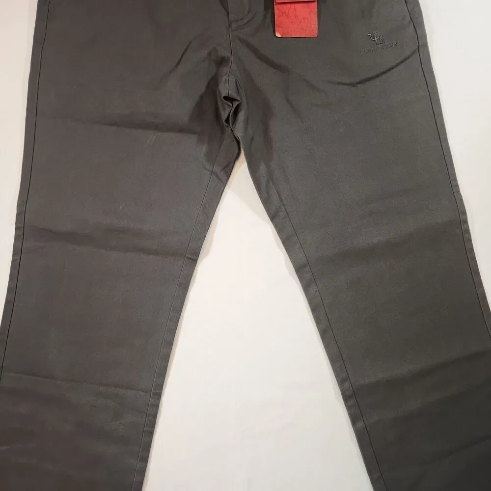 Camel Crown Pants Mens Sz 38 Brown Chino Straight Leg Button Pockets Casual NWT